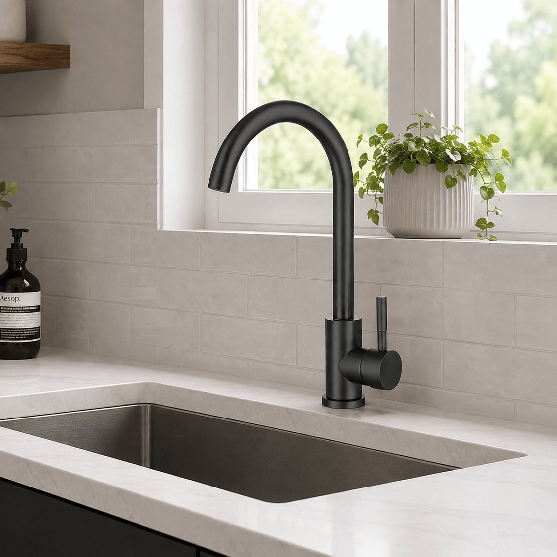 Aquarius Bathrooms Kitchen Tap Matt Black Aquarius TrueCook Single Lever Kitchen Mixer Tap