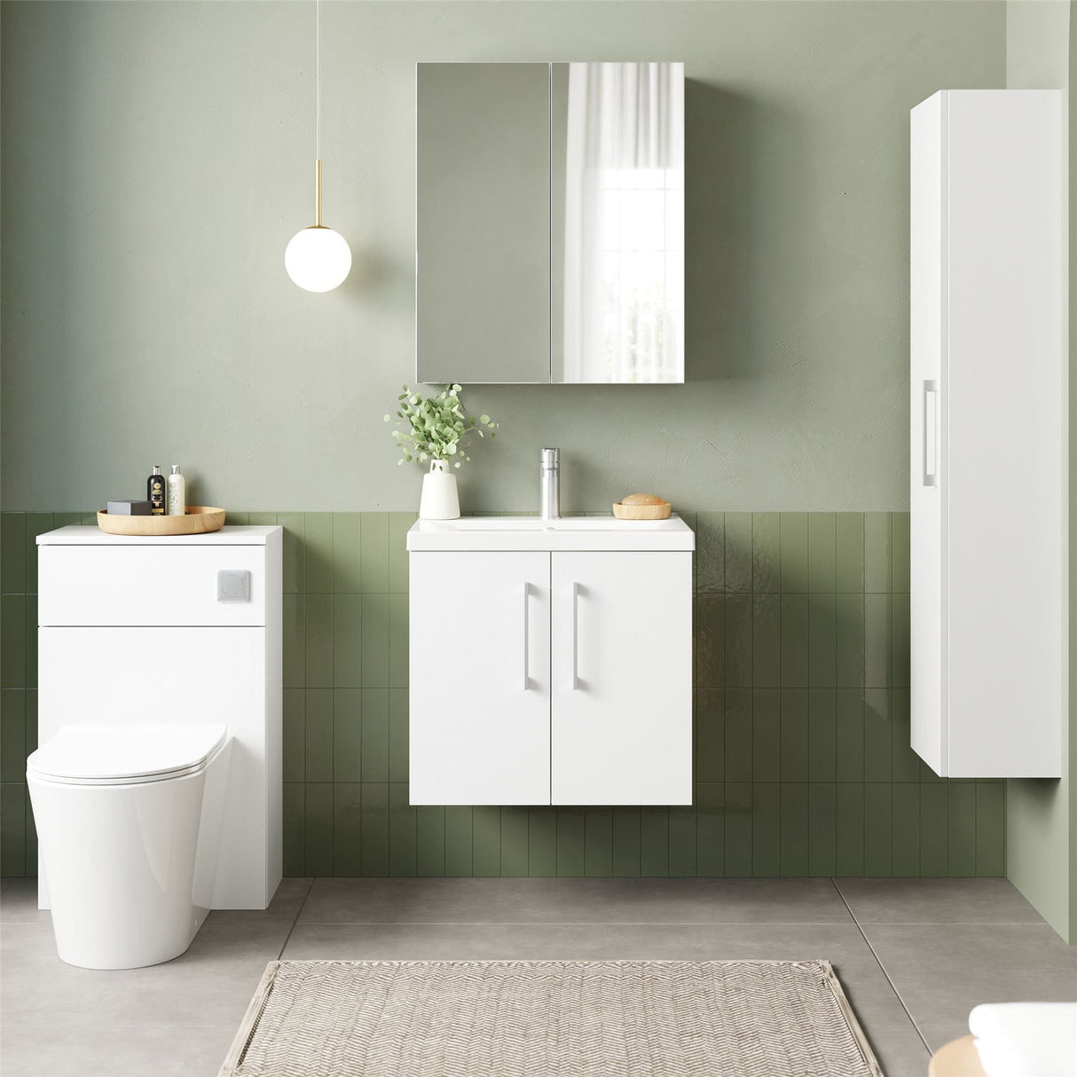 Aquarius Wall Mounted Vanity Unit Gloss White Aquarius Brisbane 600mm Wall Hung 2 Door Vanity Unit with 1 Tap Hole Mid Edge Basin