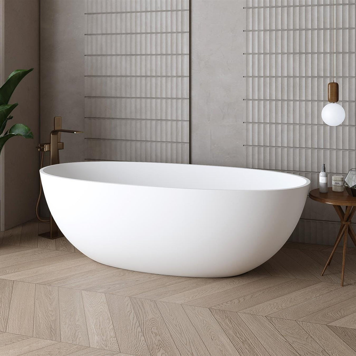 Aquarius Bathrooms Freestanding Bath Aquarius Iseo Freestanding Stone Bath in Gloss White 1600mm