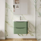 Aquarius Bathrooms Wall Mounted Vanity Unit Green Aquarius Seren 600mm Wall Mounted Two Drawer Vanity Unit with Basin