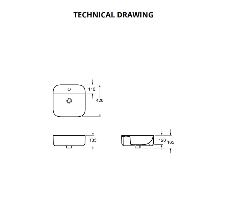 Aquarius Bathrooms Countertop Basin Aquarius JF-Series 420MM Countertop Basin 1TH White