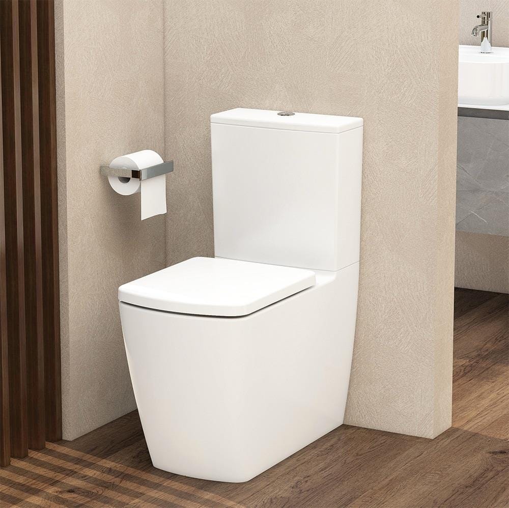 Aquarius Bathrooms Close Coupled Toilet Aquarius JF-Series Rimless Comfort Height Closed Back C/C Pan, Cistern and Soft Close Seat