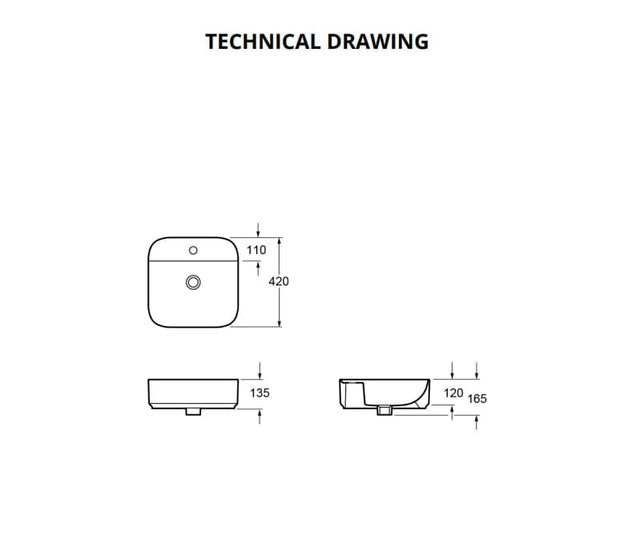 Aquarius Bathrooms Countertop Basin Aquarius JF-Series 420MM Countertop Basin 1TH Black