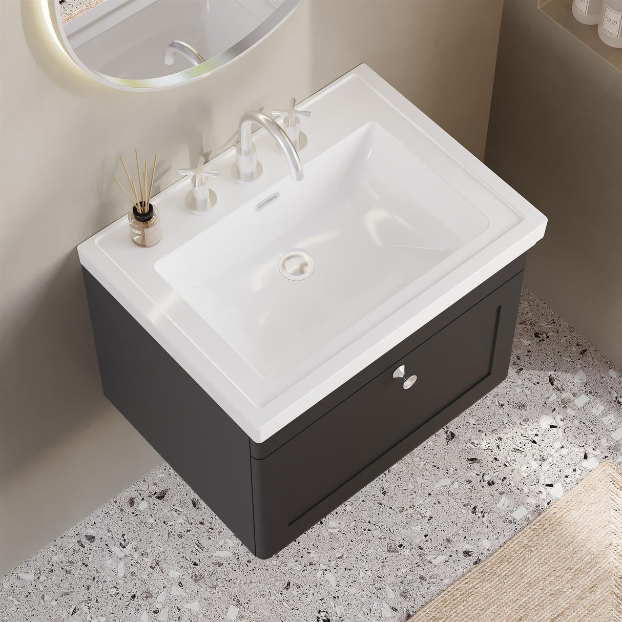 Aquarius Wall Mounted Vanity Unit Aquarius Leighton 600mm Wall Mounted One Drawer Vanity Unit with Basin