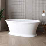 Aquarius Bathrooms Freestanding Bath Aquarius Como Freestanding Roll Top Stone Bath in Gloss White - 1672 x 830mm