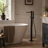 Aquarius Bathrooms Freestanding Bath Filler Matt Black Aquarius Varda Floor Standing Bath Shower Mixer with Shower Kit