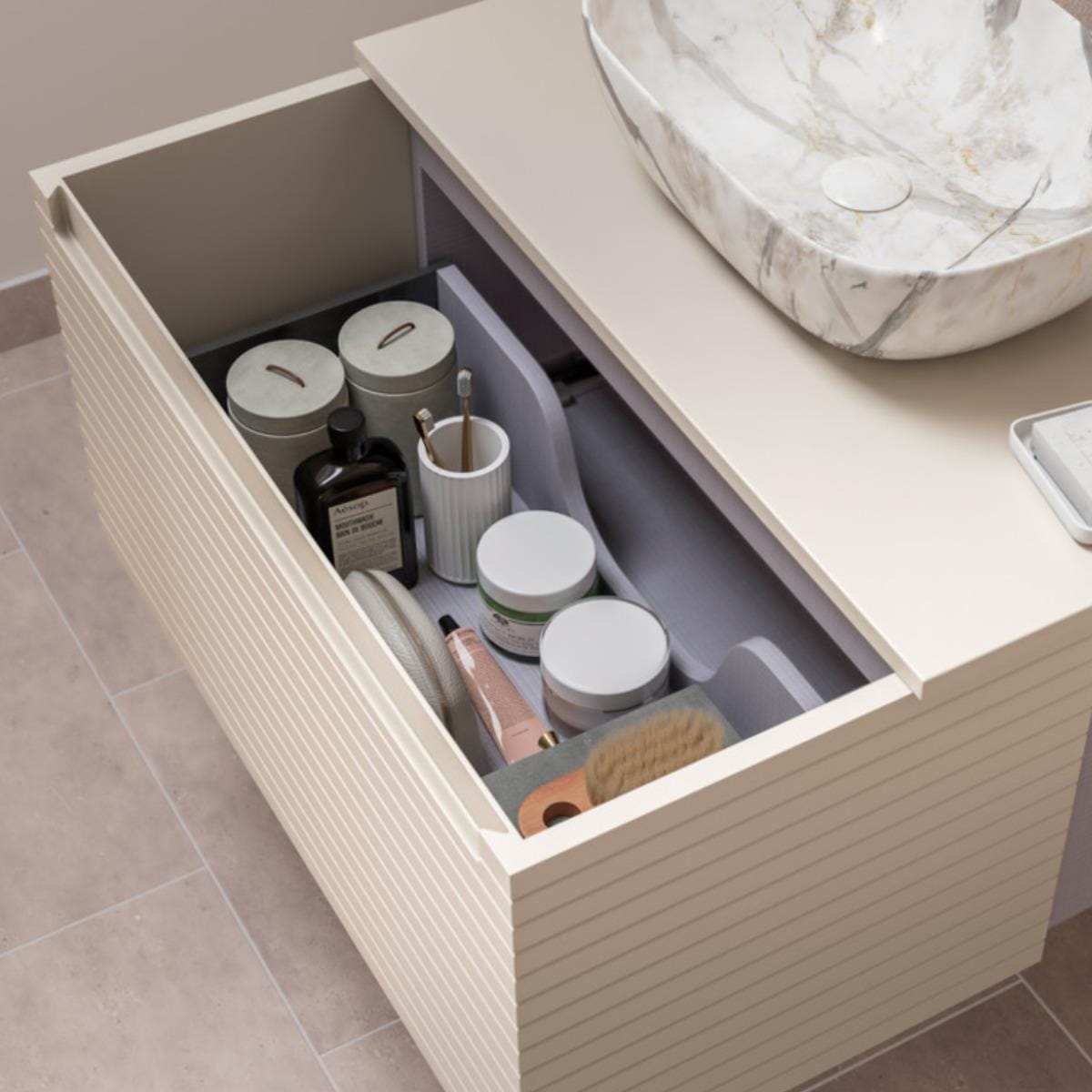 Aquarius Bathrooms Wall Mounted Vanity Unit Aquarius Contour 615mm Wall Mounted One Drawer Vanity Unit with Basin