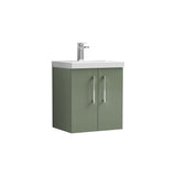 Aquarius Floor Standing Vanity Unit Aquarius Brisbane 500mm Wall Hung 2 Door Vanity Unit with 1 Tap Hole Mid Edge Basin