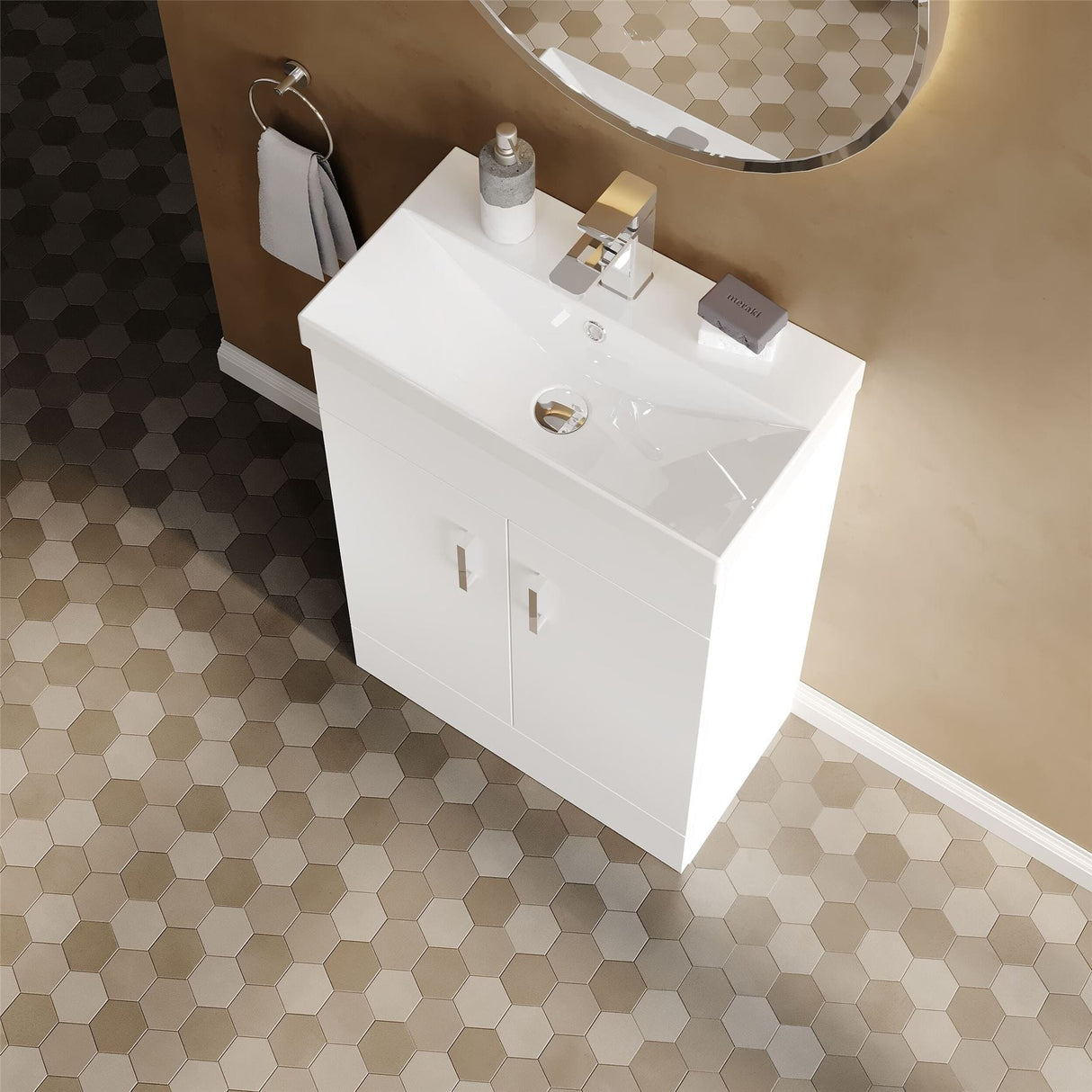 Aquarius Cloakroom Vanity Unit Aquarius Hoban 550mm Compact Floor Standing 2 Door Cloakroom Vanity Unit with 1 Tap Hole Basin