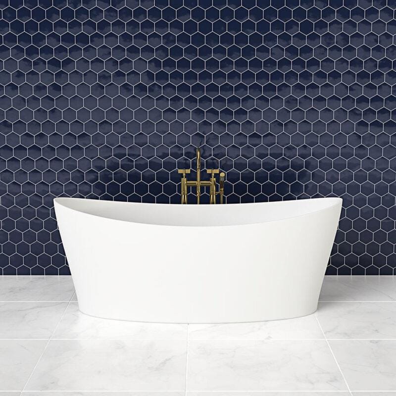 Aquarius Bathrooms Modern Freestanding Bath Aquarius Orta Freestanding Stone Bath in Gloss White 1600mm