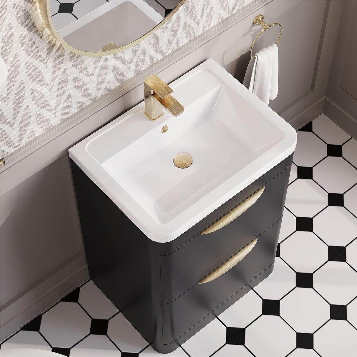 Aquarius Floor Standing Vanity Unit Aquarius Perth 600mm 2 Drawer Floor Standing Vanity Unit with 1 Tap Hole Basin