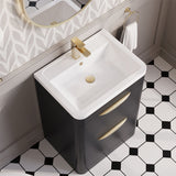 Aquarius Floor Standing Vanity Unit Aquarius Perth 600mm 2 Drawer Floor Standing Vanity Unit with 1 Tap Hole Basin