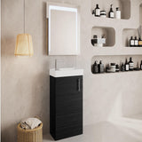 Aquarius Bathrooms Floor Standing Unit Charcoal Aquarius Byron 400mm Floor Standing 1 Door Cloakroom Vanity Unit with 1 Tap Hole Basin
