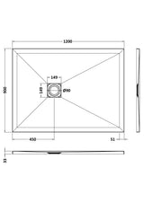 Aquarius Bathrooms Rectangle Shower Tray 1200x900mm Aquarius Urbano Slimline 33mm Slate Effect Rectangular Stone Resin Shower Tray in White Slate