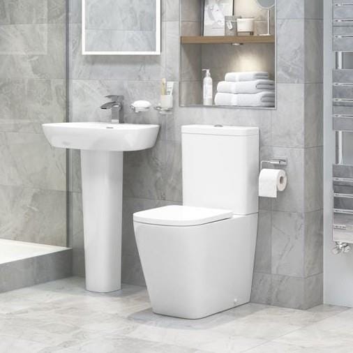 Aquarius Bathrooms Close Coupled Toilet Aquarius Laura Rimless Close Coupled Comfort Height Toilet with Soft Close Seat