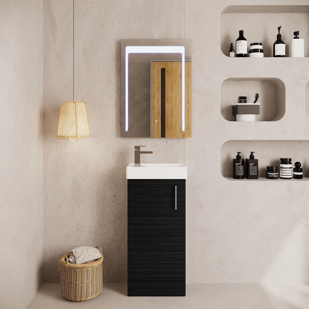 Aquarius Bathrooms Floor Standing Unit Aquarius Byron 400mm Floor Standing 1 Door Cloakroom Vanity Unit with 1 Tap Hole Basin