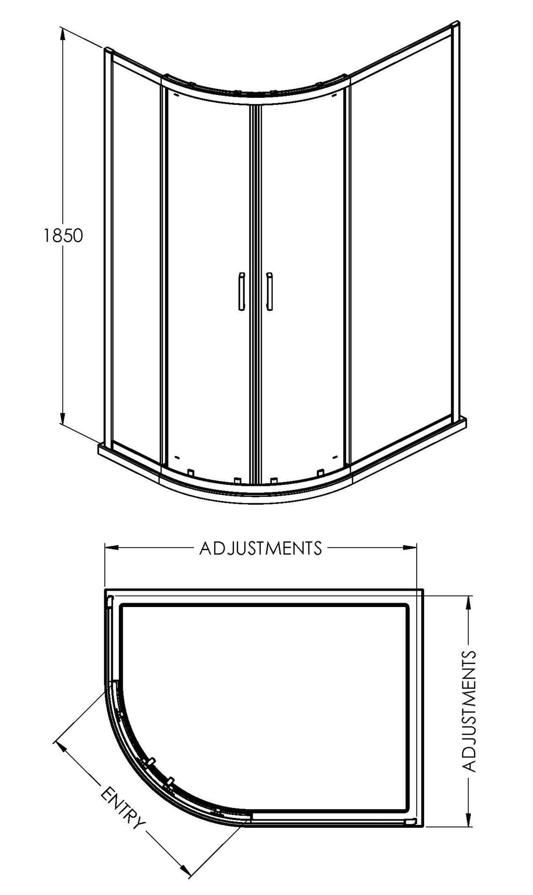 Aquarius Urbano 6mm Quadrant Shower Enclosure 1850mm