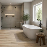 Aquarius Bathrooms Click Flooring Aquarius Enna Vinyl Wood Click Flooring in Medium Oak | 100% Waterproof | SPC Rigid Core | Built-In Underlay