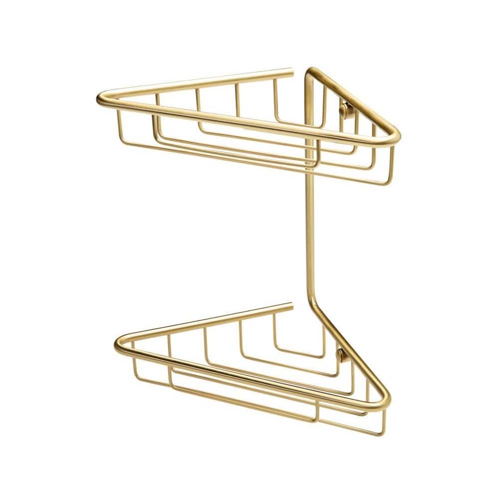 Aquarius Bathrooms Basket Brushed Brass Aquarius 2 Tier Corner Shower Caddy