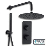 Aquarius Bathrooms Concealed Shower Set Matt Black Aquarius RainLux 2 Outlet Thermostatic Shower Set with Shower Head and Single Function Handset