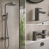 Aquarius Hydro Complete Shower Brassware Pack with Basin Mixer, Bath Mixer & Round Exposed Shower