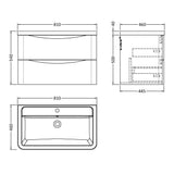 Aquarius Bathrooms Wall Mounted Vanity Unit Aquarius Seren 800mm Wall Mounted Two Drawer Vanity Unit with Basin