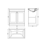 Aquarius Bathrooms Floor Standing Vanity Unit Aquarius Leighton 800mm Floor Standing Two Door Vanity Unit with Basin