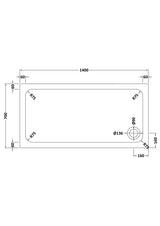 Aquarius Bathrooms Rectangle Shower Tray 1400x700mm Aquarius Urbano Rectangular 45mm Stone Resin Shower Tray in Slate Grey