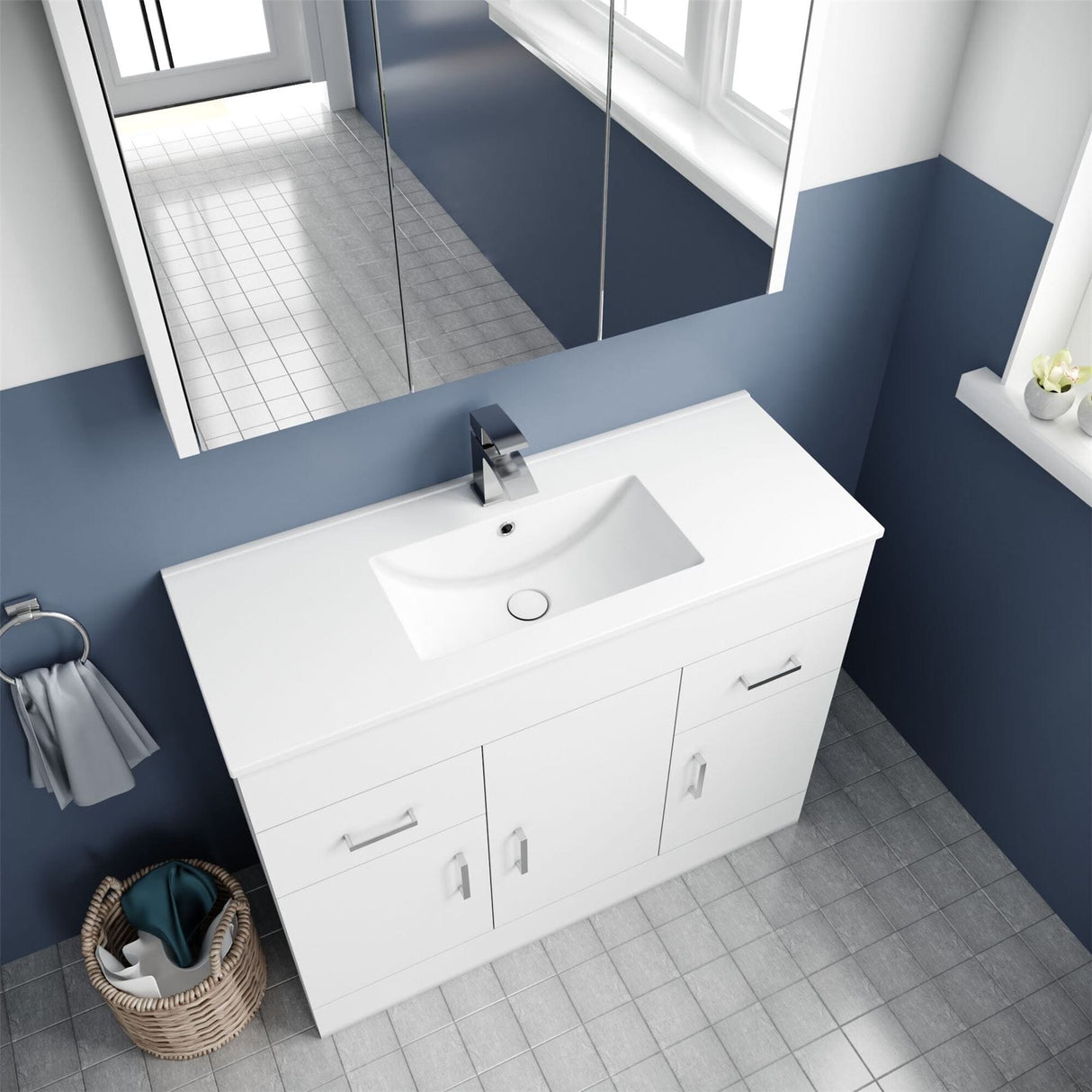 Aquarius Floor Standing Vanity Unit Aquarius Adelaide Floor Standing Vanity Unit with 1 Tap Hole Ceramic Basin