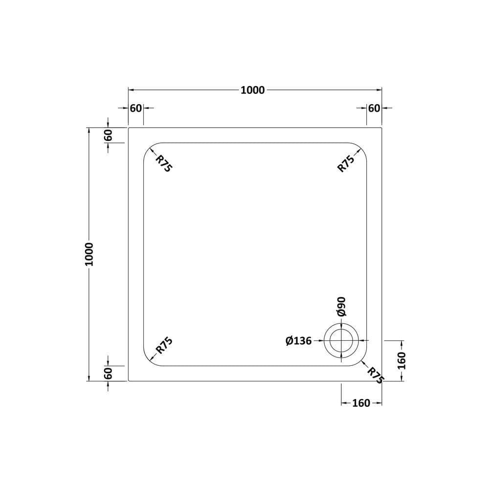 Aquarius Bathrooms Square Shower Tray Aquarius Urbano Square 45mm Stone Resin Shower Tray in White
