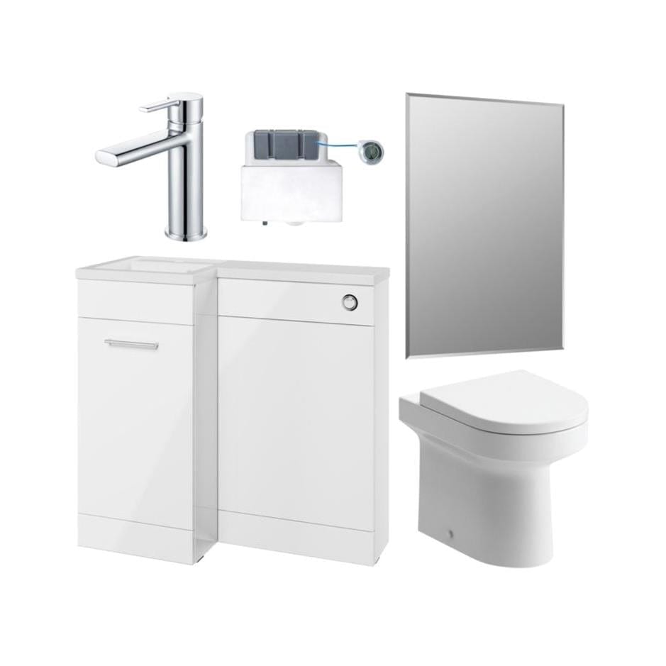 Aquarius Bathrooms Vanity Unit Suite White Gloss / Right Hand Aquarius Urbano Premium 900mm Vanity Unit  Suite (with Back to Wall Toilet)