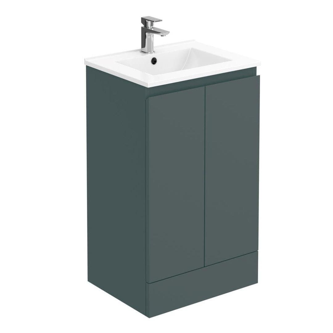 Aquarius Bathrooms Floor Standing Vanity Unit 500mm Aquarius Halite Waterproof Grey Vanity Unit and 1TH Basin