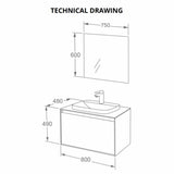 Aquarius KF-Series One Drawer 800mm Vanity Unit with Countertop