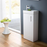 Aquarius Bathrooms Floor Standing Unit White Gloss Aquarius Byron 400mm Floor Standing 1 Door Cloakroom Vanity Unit with 1 Tap Hole Basin