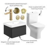 Aquarius Vanity Unit Aquarius Sophie 605mm Wall Hung Vanity Unit, Close Coupled Toilet, Tap and Fittings Bundle