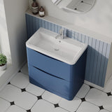 Aquarius Bathrooms Floor Standing Vanity Unit Aquarius Seren 800mm Floor Standing Two Drawer Vanity Unit with Basin