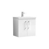 Aquarius Wall Mounted Vanity Unit Aquarius Brisbane 600mm Wall Hung 2 Door Vanity Unit with 1 Tap Hole Mid Edge Basin