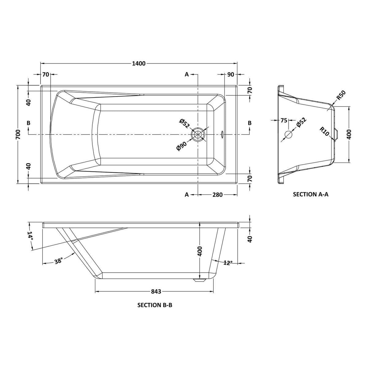 Aquarius Bathrooms Single Ended Bath Aquarius Llyn Single Ended Bath With Legs Set