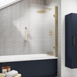 Aquarius Bathrooms Bath Screen Brushed Brass Aquarius Urbano Fluted Hinged Bath Screen
