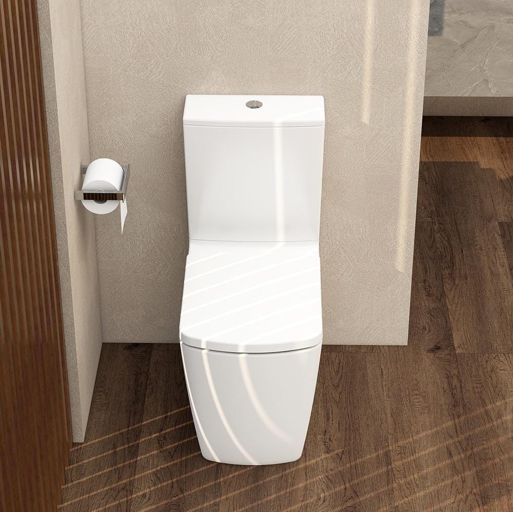 Aquarius Bathrooms Close Coupled Toilet Aquarius JF-Series Rimless Comfort Height Closed Back C/C Pan, Cistern and Soft Close Seat