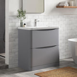 Aquarius Bathrooms Floor Standing Vanity Unit Aquarius Seren 800mm Floor Standing Two Drawer Vanity Unit with Basin