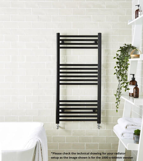 Aquarius Bathrooms Ladder Rail 1000 x 500mm Aquarius Noir High Output Ladder Towel Rail Matt Black