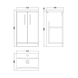 Aquarius Floor Standing Vanity Unit Aquarius Brisbane 500mm 2 Door Floorstanding Vanity Unit with 1 Tap Hole Mid Edge Basin