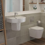 Aquarius Bathrooms Pedestal Basin Semi Pedestal Aquarius Emma 550mm 1 Tap Hole Basin with Pedestal