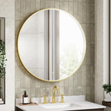 Aquarius Bathrooms Illuminated Mirror Brushed Brass / 800mm Aquarius Lumine Inset Framed LED Touch Sensor Round Mirror