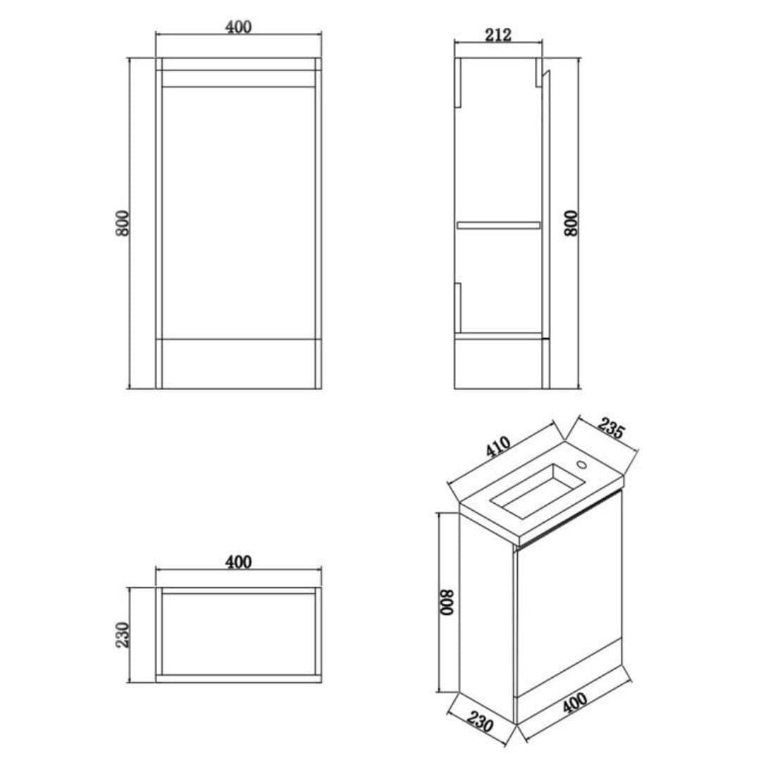 Aquarius Bathrooms Vanity Unit Aquarius Halite Waterproof White Vanity Unit and 1TH Basin