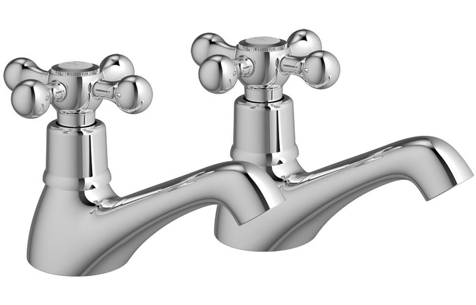 Aquarius Timeless Crosshead Bath Pillar Taps in Chrome