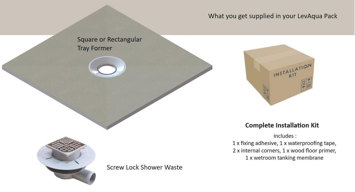 Aquarius Bathrooms Wetroom Tray Aquarius LevAqua Wetroom Tray with End Drain Complete Kit