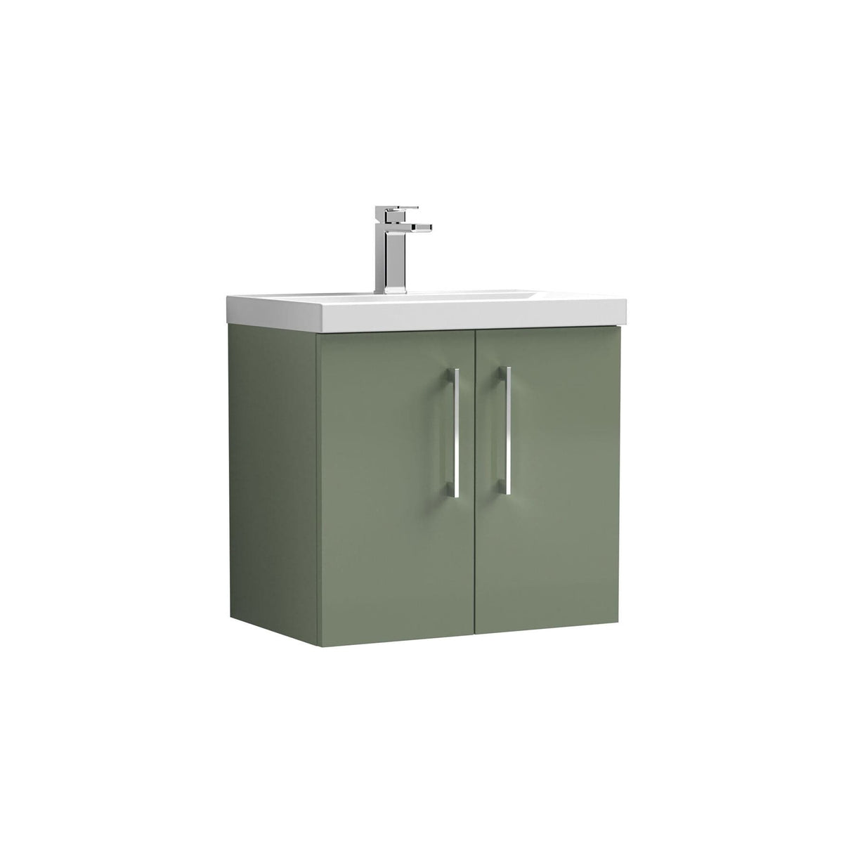 Aquarius Wall Mounted Vanity Unit Aquarius Brisbane 600mm Wall Hung 2 Door Vanity Unit with 1 Tap Hole Mid Edge Basin