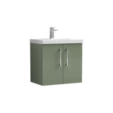 Aquarius Wall Mounted Vanity Unit Aquarius Brisbane 600mm Wall Hung 2 Door Vanity Unit with 1 Tap Hole Mid Edge Basin